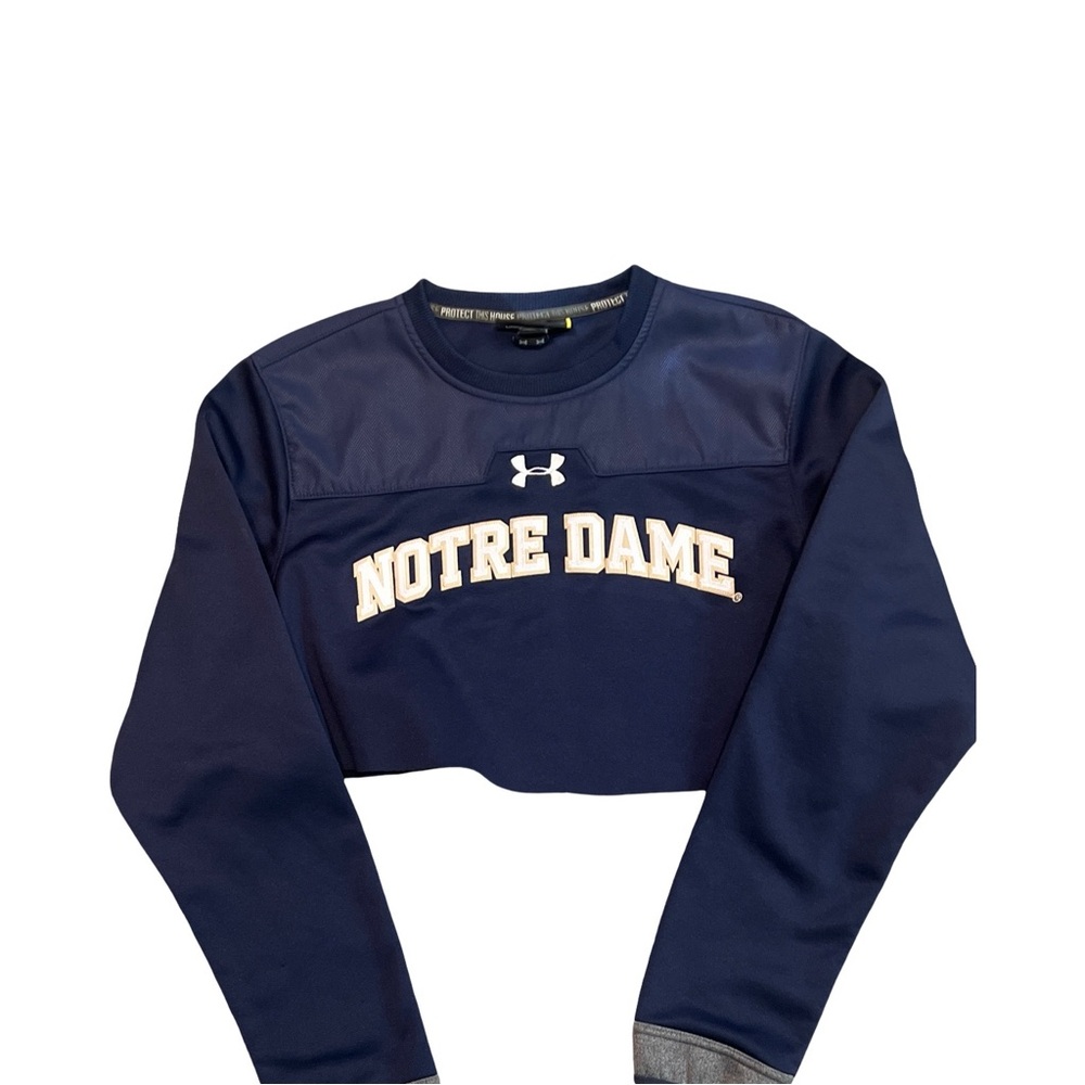 Under Armour Notre Dame Cut Off Pull Over Loose Fit Navy Blue Size Small